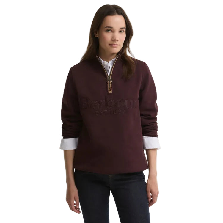 Barbour Ladies Cynthia Half Zip Sweatshirt - Fig