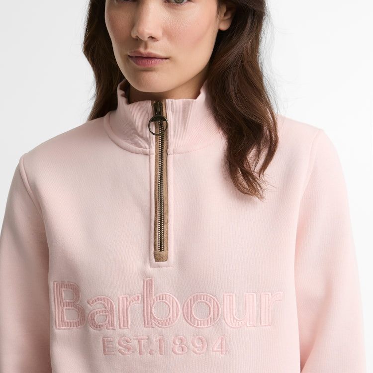 Barbour Ladies Cynthia Half Zip Sweatshirt - Pink Blush