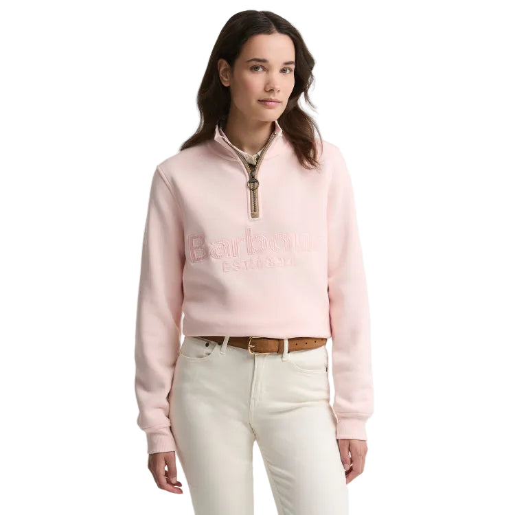 Barbour Ladies Cynthia Half Zip Sweatshirt - Pink Blush