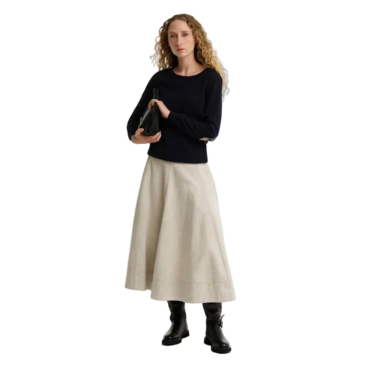 Barbour Ladies Pendle Crew Knit Sweater - Navy/Birchwood Tartan