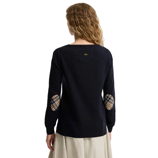 Barbour Ladies Pendle Crew Knit Sweater - Navy/Birchwood Tartan