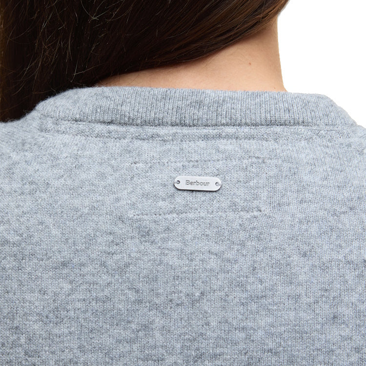 Barbour Ladies Pendle Knitted Cardigan - Grey Marl/Hessian Tartan