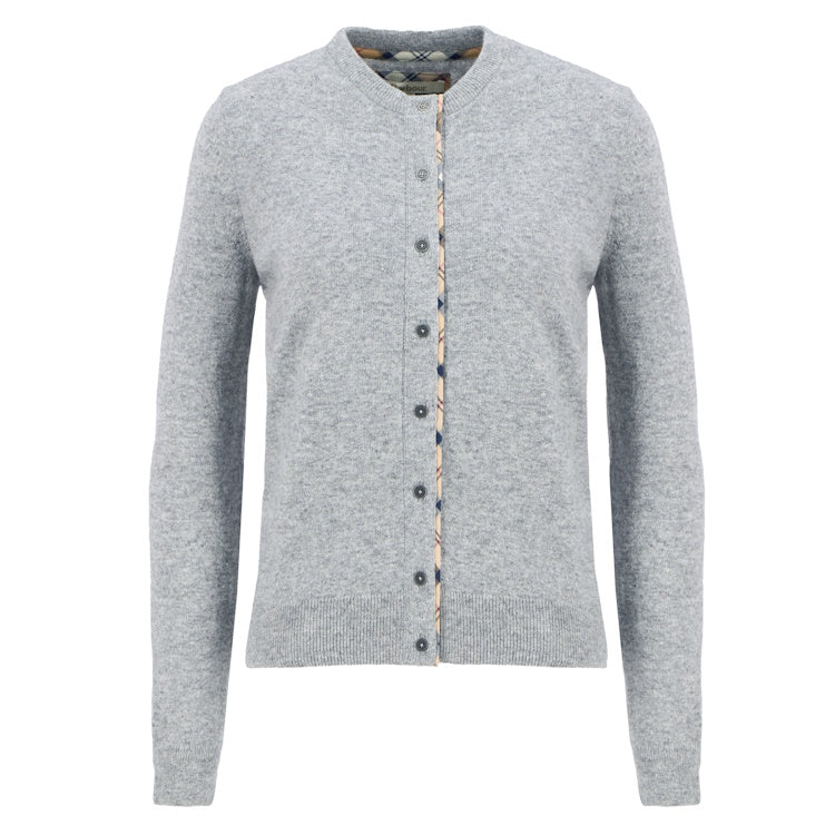 Barbour Ladies Pendle Knitted Cardigan - Grey Marl/Hessian Tartan