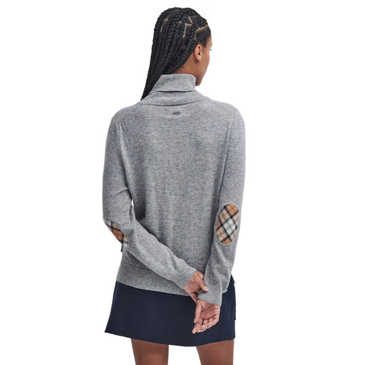 Barbour Ladies Pendle Roll Collar Knitted Jumper - Grey Marl/Hessian Tartan