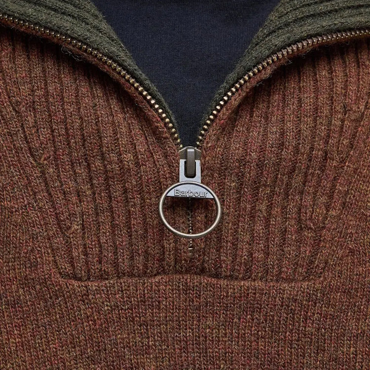 Barbour Nelson Essential Half Zip Sweater - Dark Sand