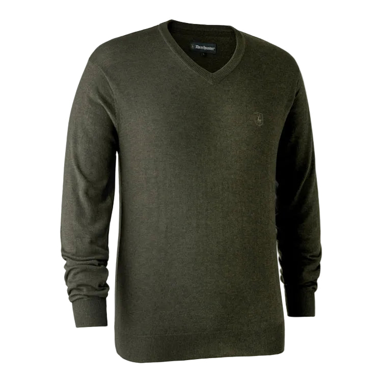 Deerhunter Kingston Knit with V-Neck - Green Melange