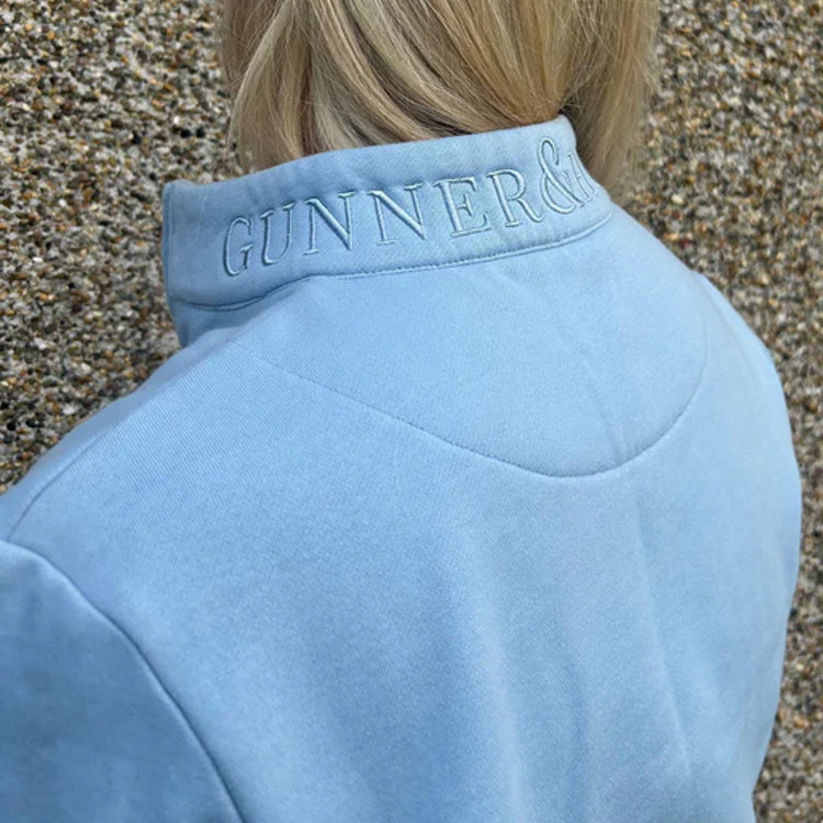 Gunner and Hound Ladies Houndstooth 1/4 Zip Sweater - Baby Blue