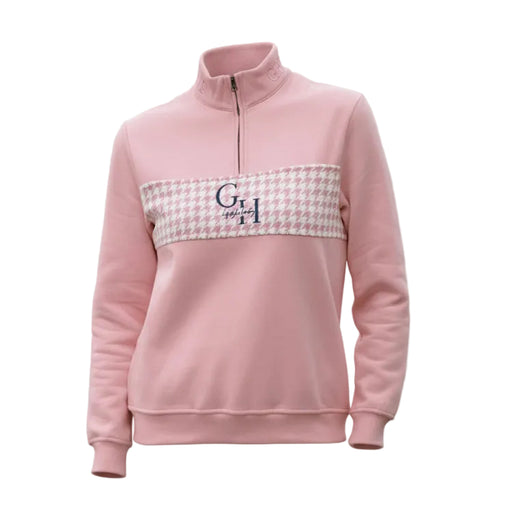 Gunner and Hound Ladies Houndstooth 1/4 Zip Sweater - Baby Pink