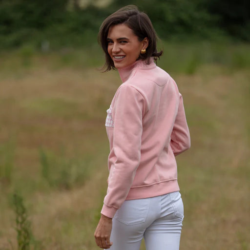 Gunner and Hound Ladies Houndstooth 1/4 Zip Sweater - Baby Pink