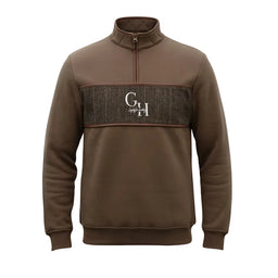 Gunner and Hound Unisex Tweed 1/4 Zip Sweater - Khaki