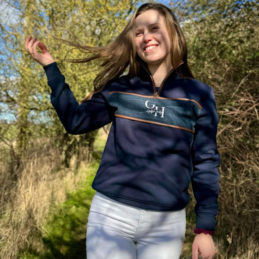 Gunner and Hound Unisex Tweed 1/4 Zip Sweater - Navy