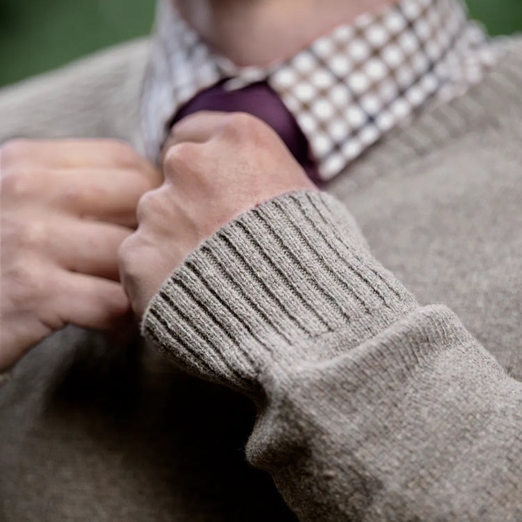 Harkila Vincent Merino V Neck Pullover - Dark Sand