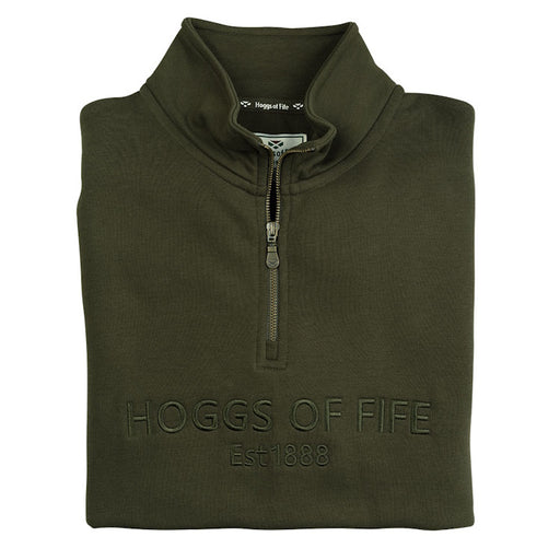 Hoggs of Fife Galloway 1888 Plain 1/4 Zip Sweatshirt - Forest