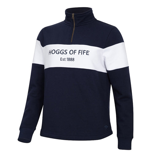 Hoggs of Fife Ladies Dumfries 1888 1/4 Zip Sweatshirt - Navy/White