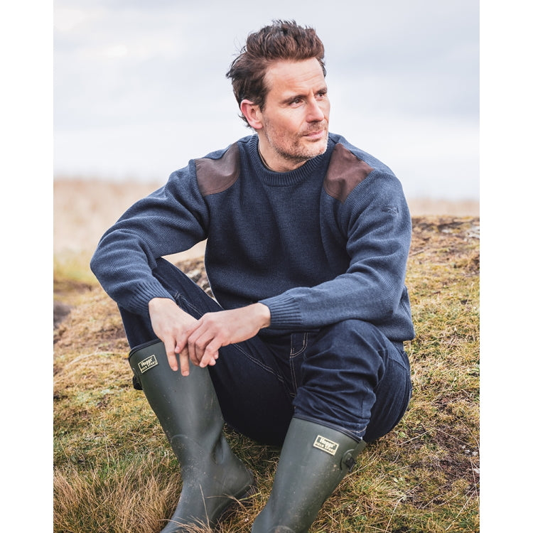 Hoggs Of Fife Melrose Hunting Pullover - Marled Navy