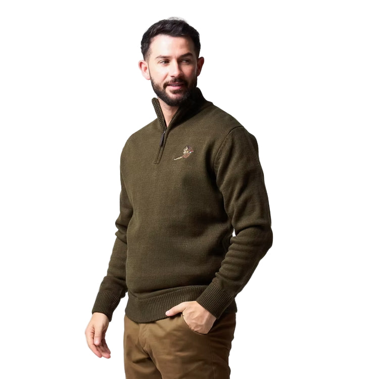 Jack Pyke Pheasant Zip Neck Pullover - Dark Olive