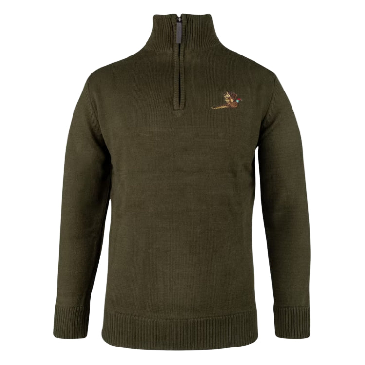 Jack Pyke Pheasant Zip Neck Pullover - Dark Olive