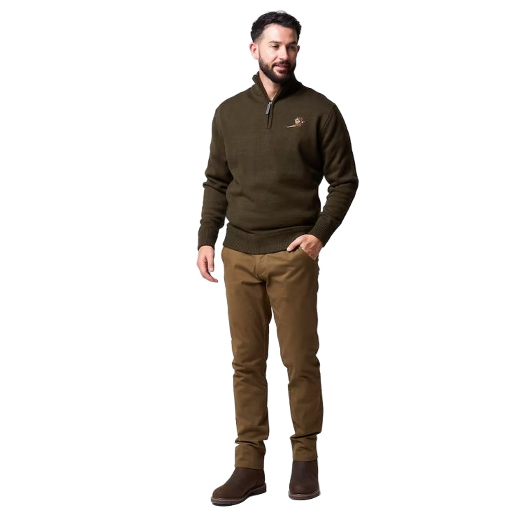 Jack Pyke Pheasant Zip Neck Pullover - Dark Olive