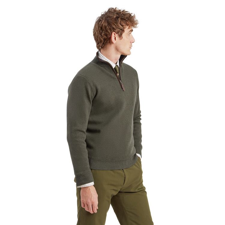 Schoffel Angus Aerobloc 1/4 Zip Jumper - Woodland