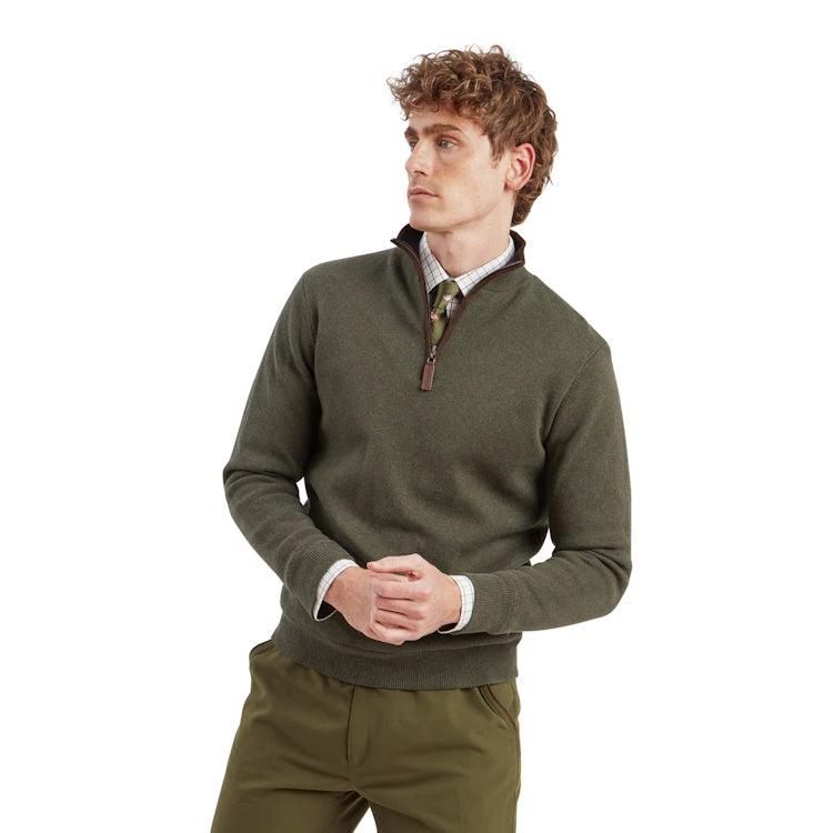 Schoffel Angus Aerobloc 1/4 Zip Jumper - Woodland