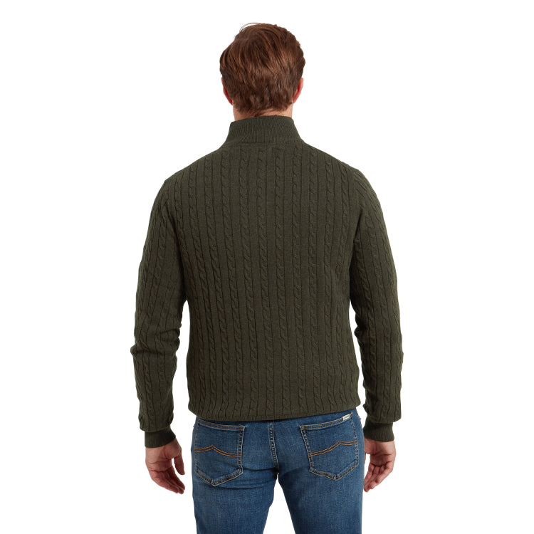 Schoffel Calton Cotton Cashmere Cable 1/4 Zip Jumper - Loden Green