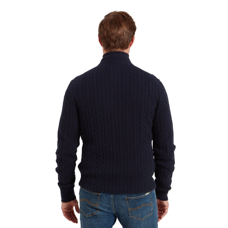 Schoffel Calton Cotton Cashmere Cable 1/4 Zip Jumper - Navy