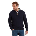 Schoffel Calton Cotton Cashmere Cable 1/4 Zip Jumper - Navy