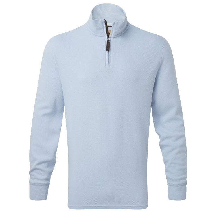 Schoffel Kingsbridge Cotton French Rib 1/4 Zip Sweater - Pale Blue