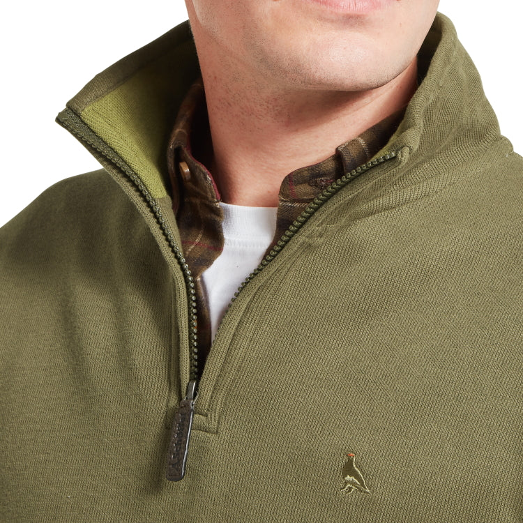 Schoffel Kingsand 1/4 Zip Jumper - Dark Khaki Green