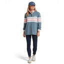Schoffel Ladies Exmouth Heritage 1/4 Zip Sweater - Dark Pigeon Blue/Chalky Coral