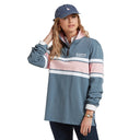 Schoffel Ladies Exmouth Heritage 1/4 Zip Sweater - Dark Pigeon Blue/Chalky Coral
