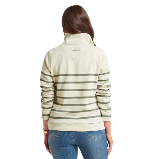 Schoffel Ladies Sandown Sweatshirt - Pale Stone/Agave Green Stripe