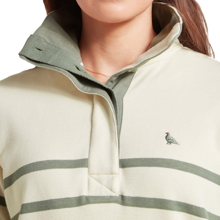 Schoffel Ladies Sandown Sweatshirt - Pale Stone/Agave Green Stripe