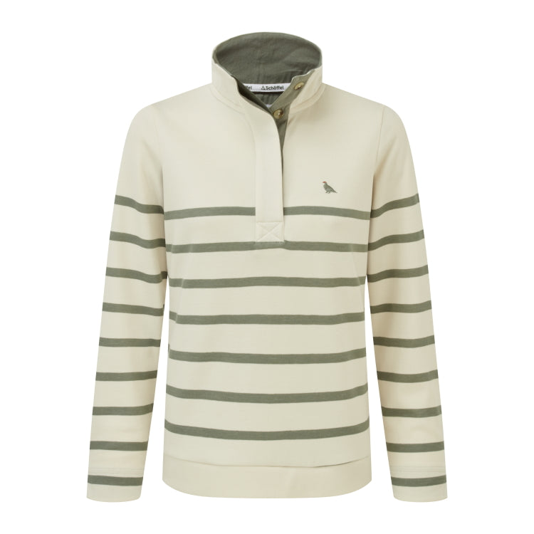 Schoffel Ladies Sandown Sweatshirt - Pale Stone/Agave Green Stripe
