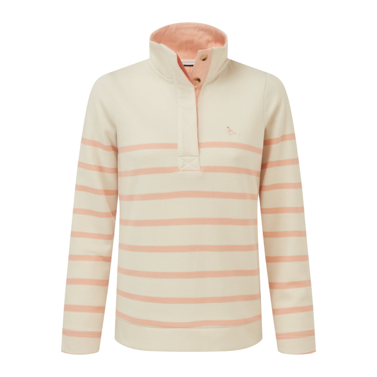 Schoffel Ladies Sandown Sweatshirt - Pale Stone/Coral Peach Stripe