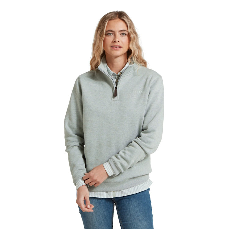 Schoffel Ladies Sennen Cove 1/4 Zip Sweatshirt - Aqua Grey
