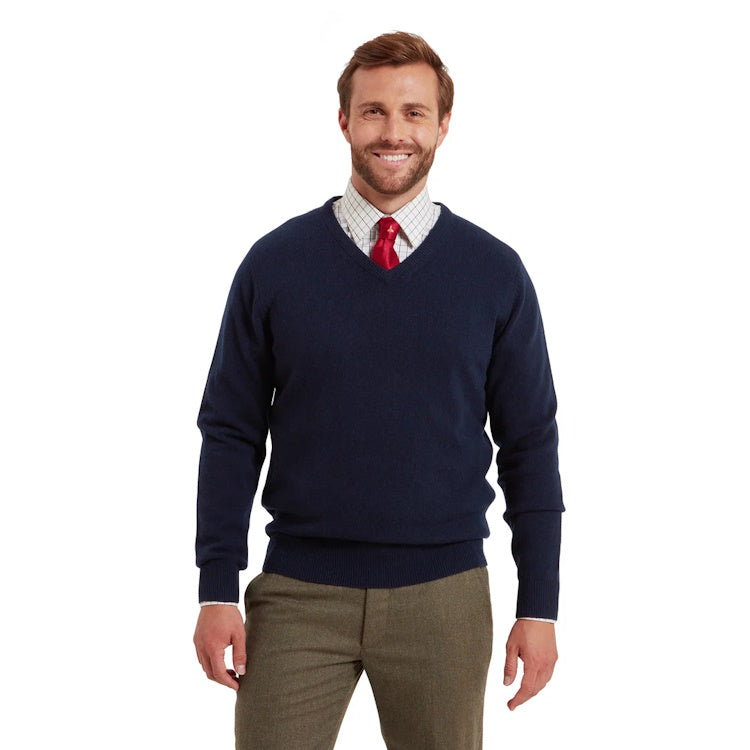 Schoffel Lewis Lambswool V Neck Jumper - Navy