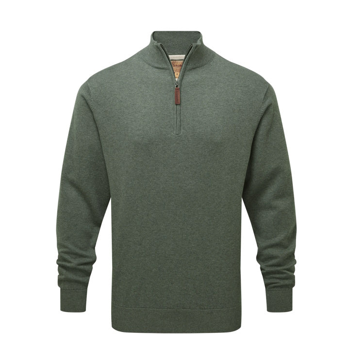Schoffel Porthmeor Pima Cotton 1/4 Zip Jumper - Country Green