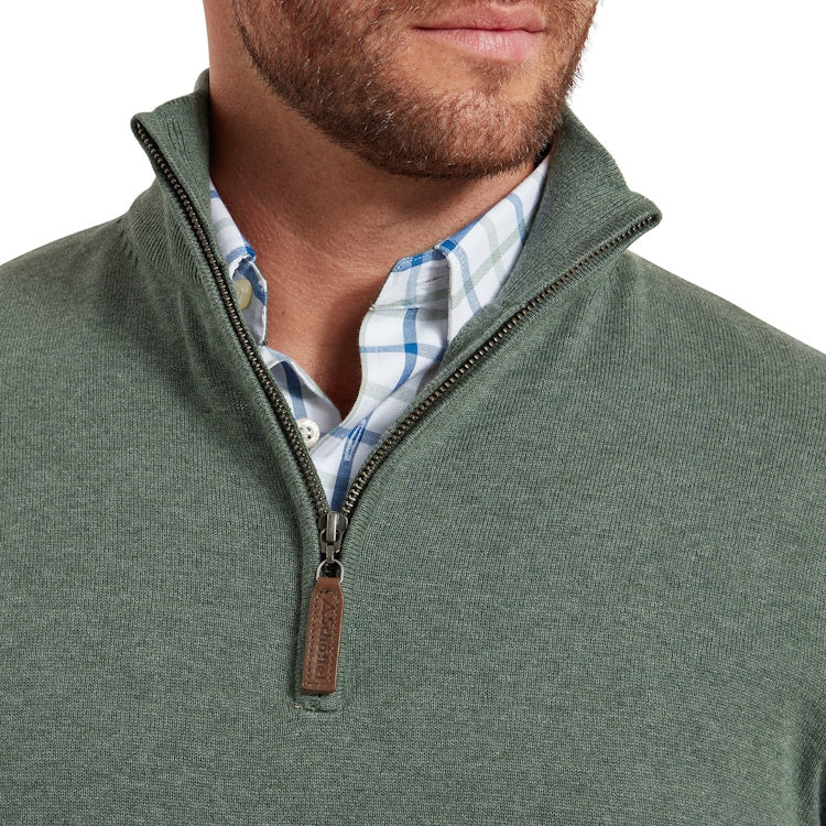 Schoffel Porthmeor Pima Cotton 1/4 Zip Jumper - Country Green