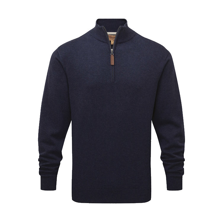Schoffel Porthmeor Pima Cotton 1/4 Zip Jumper - Navy