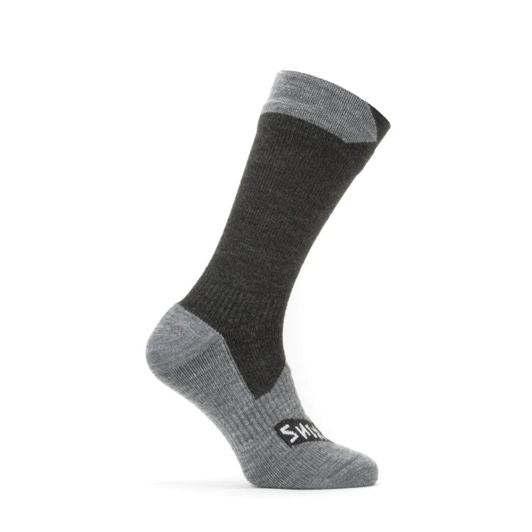 Sealskinz Raynham Waterproof All Weather Mid Length Sock - Black/Grey Marl