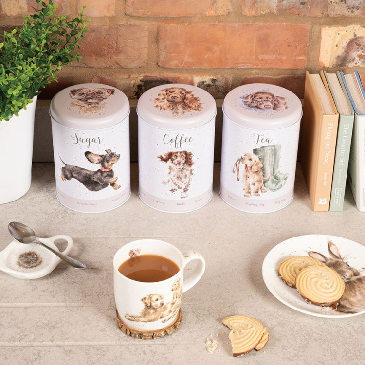 Wrendale Designs Tea Coffee and Sugar Canisters - A Dog's Life