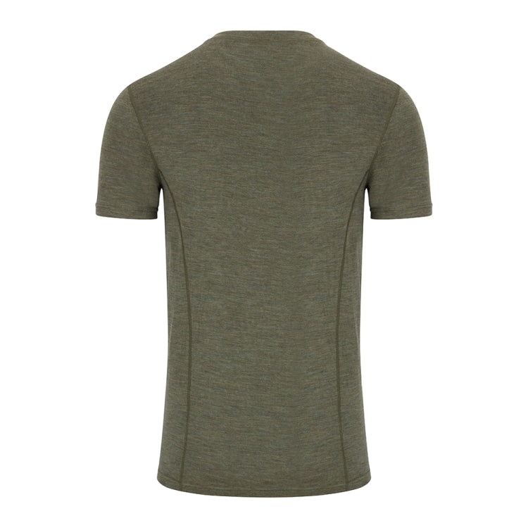 Hoggs of Fife 100% Merino Wool Crew Neck Base Layer Short Sleeve Top - Green