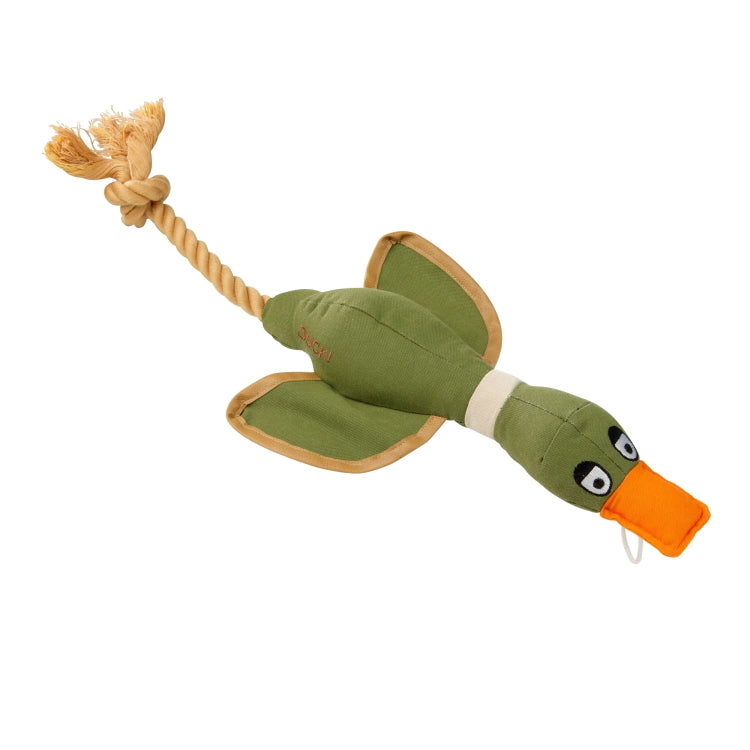 House of Paws Duck Canvas Thrower Dog Toy - Khaki