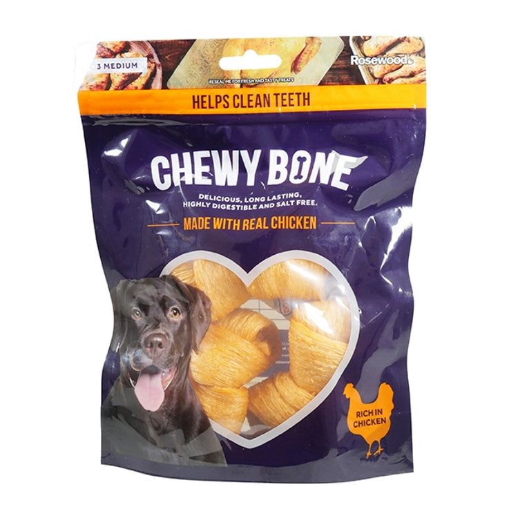 Rosewood Chewy Bone Dog Treats - Chewy Bone Medium 3pc 135g