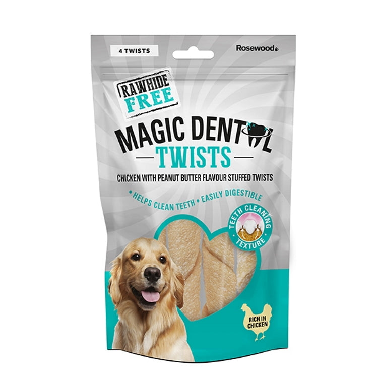 Rosewood Magic Bone - Magic Dental Twists Dog Treat 4pc 120g