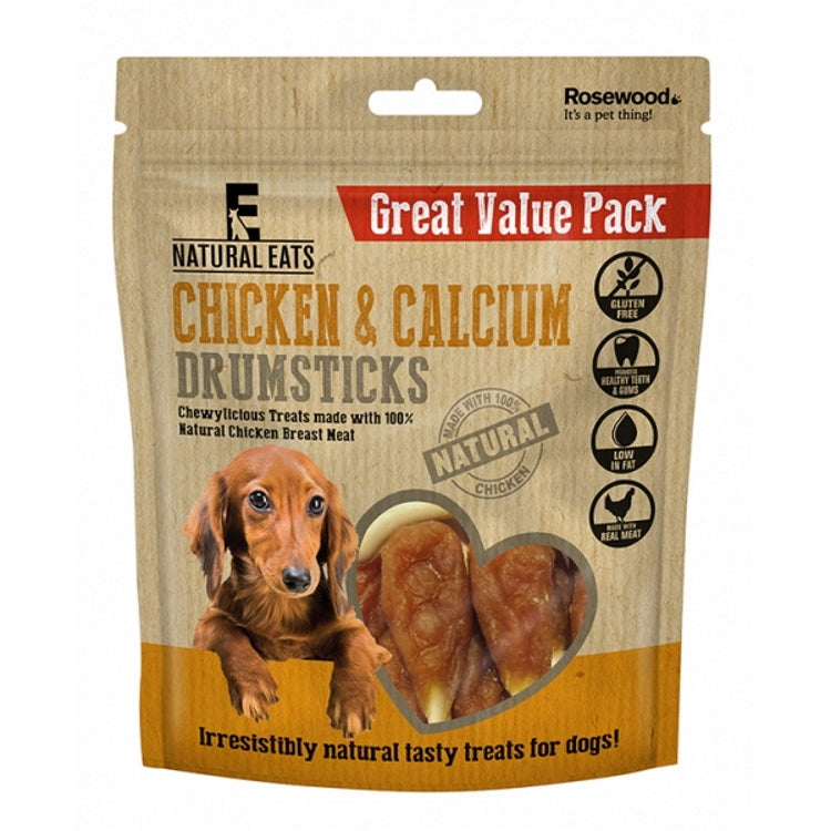 Rosewood Natural Eats Dog Treats - Chicken and Calcium Drumsticks Value Pack 350g
