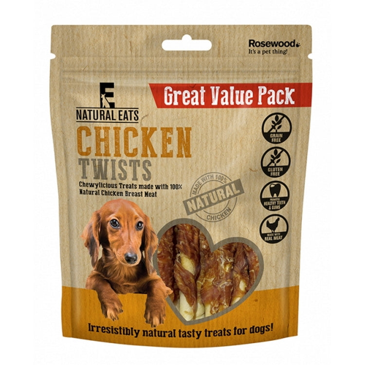 Rosewood Natural Eats Dog Treats - Chicken Twists Value Pack 320g