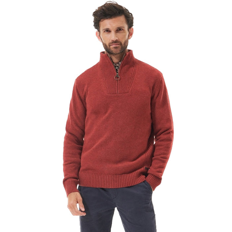 Barbour Nelson Essential Half Zip Sweater - Brick Red