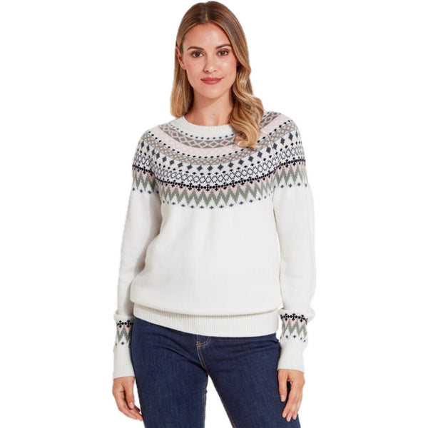 Schoffel Ladies Shetland Fairisle Jumper - Blush/Arctic Fairisle